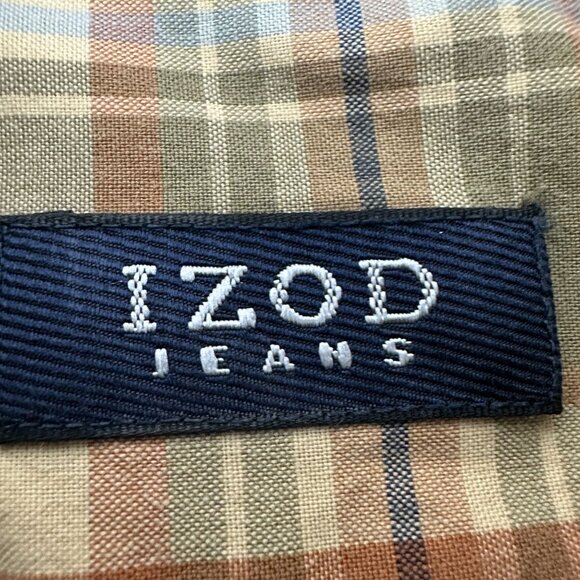 Izod Jeans Mens Plaid Short Sleeve Button-Up Shirt Size M 100% Cotton - Picture 3 of 5